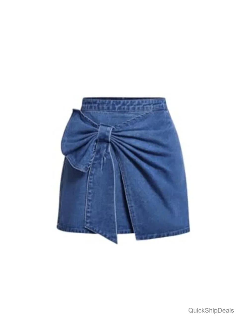 High Waist Denim Wrap Bow Bodycon Mini Skirt Women Plus Size